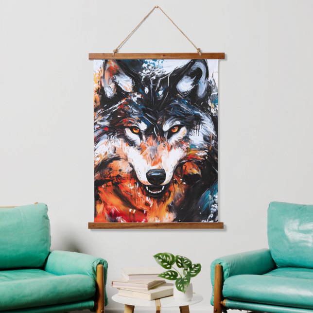Abstract Wild Spirit Wolf Hanging Tapestry (Living Room)