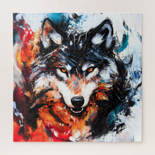 Abstract Wild Spirit Wolf Jigsaw Puzzle