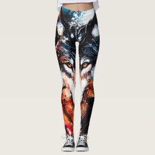 Abstract Wild Spirit Wolf Leggings