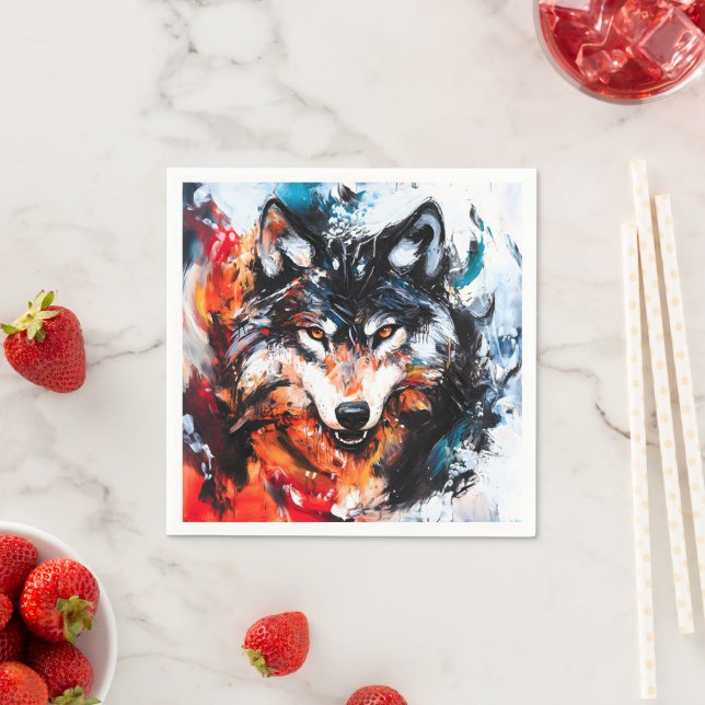 Abstract Wild Spirit Wolf Napkin (Insitu)