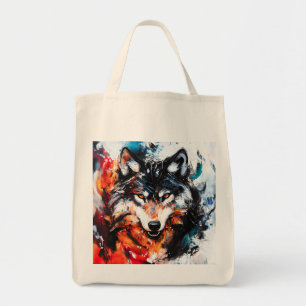 Abstract Wild Spirit Wolf Tote Bag