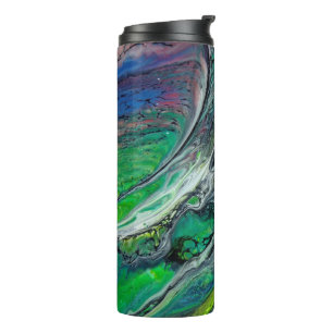 Abstract wild tree greens and blues thermal tumbler