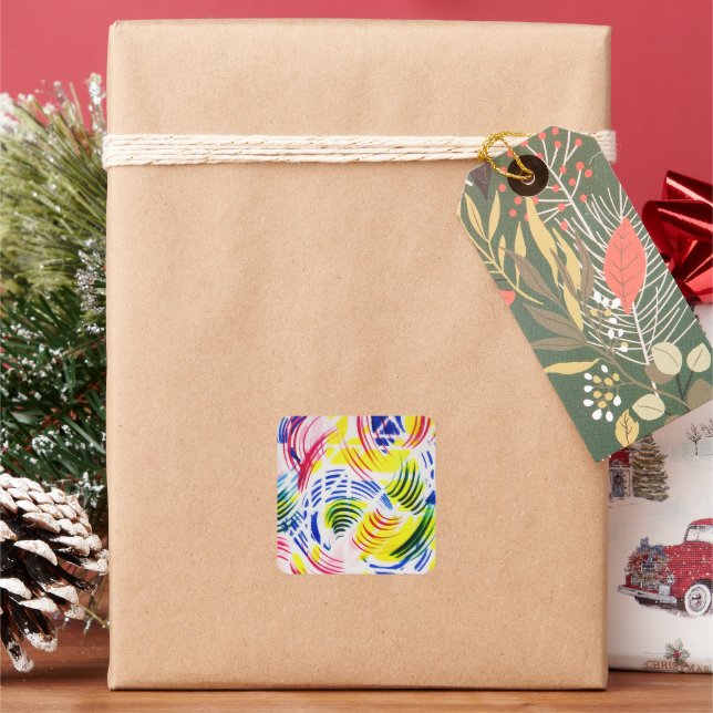Abstract Wild Vibrations Lines Swirls Square Sticker (Holiday)