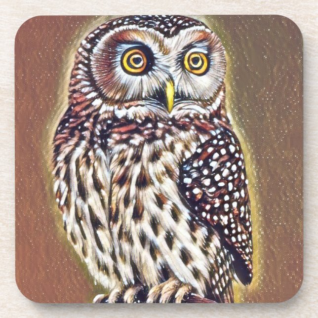 Abstract Wilderness Forest Owl Art Coaster (Front)