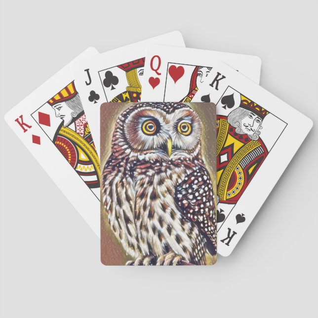 Abstract Wilderness Forest Owl Art Playing Cards (Back)