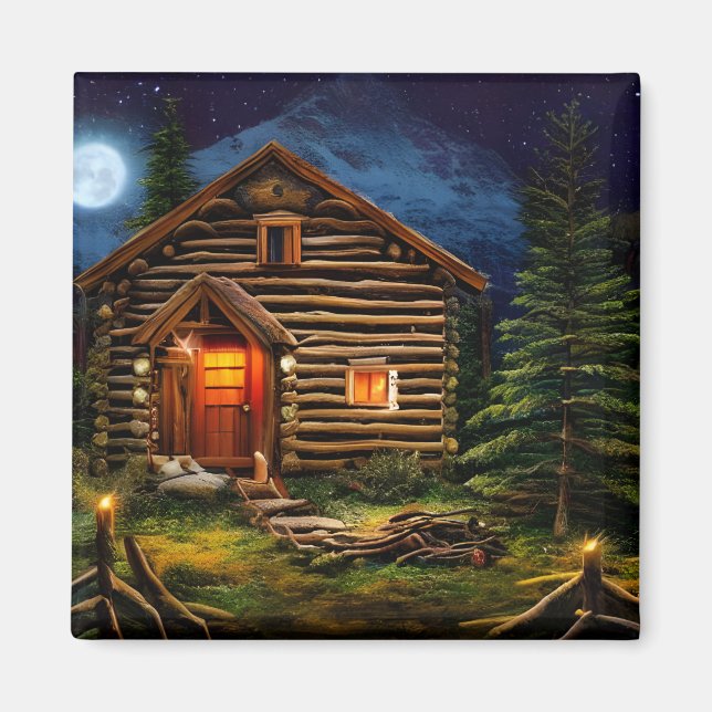 Abstract Wilderness Little Cabin Magnet (Front)