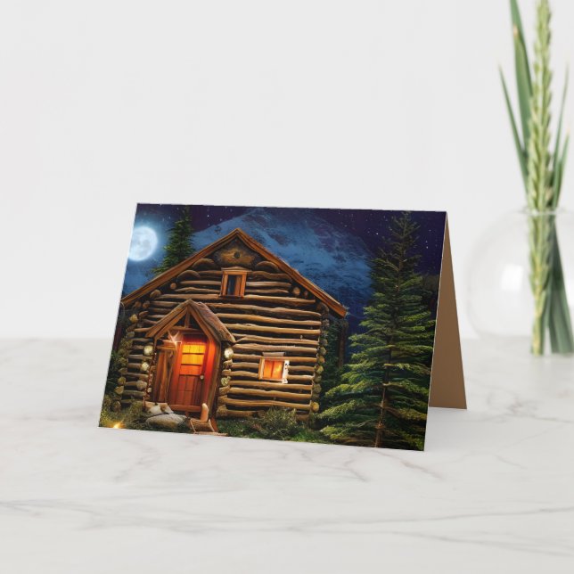 Abstract Wilderness Little Cabin Thank You Card (Front)