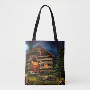 Abstract Wilderness Little Cabin Tote Bag