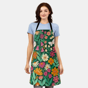 Abstract Wildflower Butterflies Garden Apron
