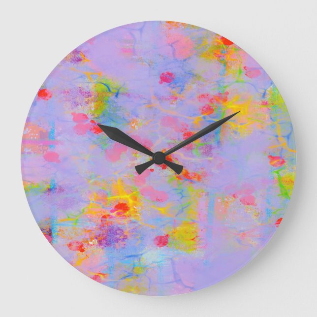 Abstract Wildflower Field Design Keychain Large Clock (Front)