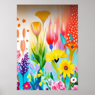 Abstract Wildflower Meadow Poster