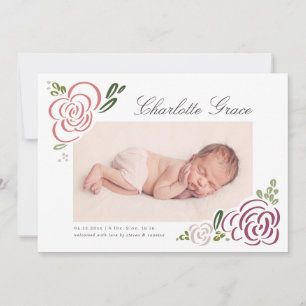 Abstract Wildflower Photo Birth Announcement