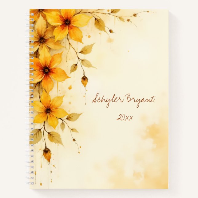 Abstract Wildflowers Floral Spiral-bound Journal (Front)