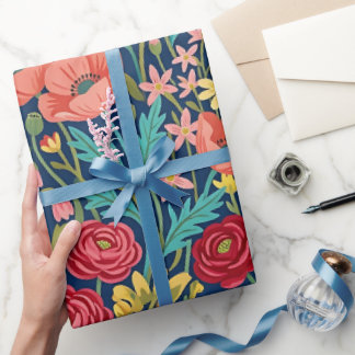 Abstract Wildflowers Gouache Wrapping Paper