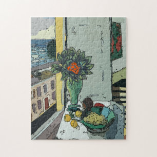 Abstract Window, Vase with Rose Jigsaw Puzzle