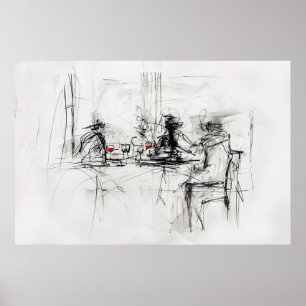 Abstract Wine Dinner Scene -  Poster