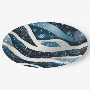 Abstract Winter Wonderland Round Paper Plate