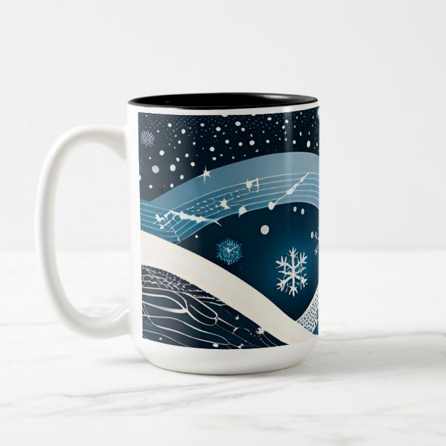 Abstract Winter Wonderland Two-Tone Coffee Mug (Left)