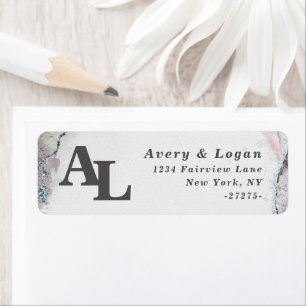 Abstract Wisteria Purple Monogram Return Address Label