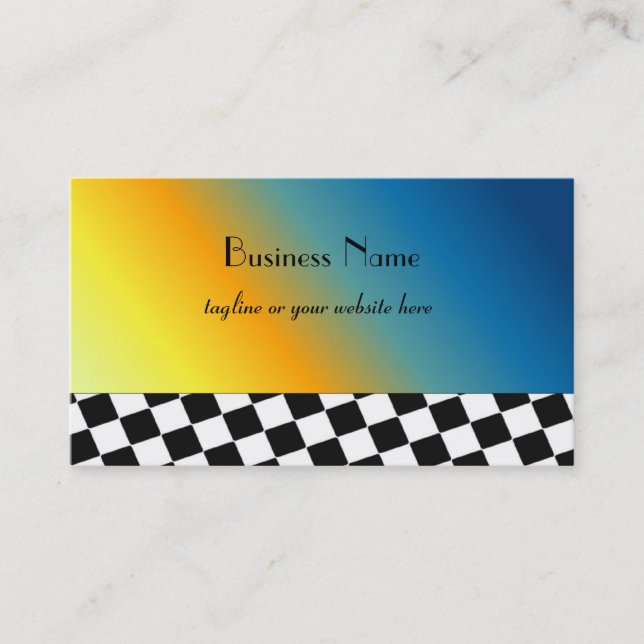 Abstract With Black and White Checkered Border Business Card (Front)