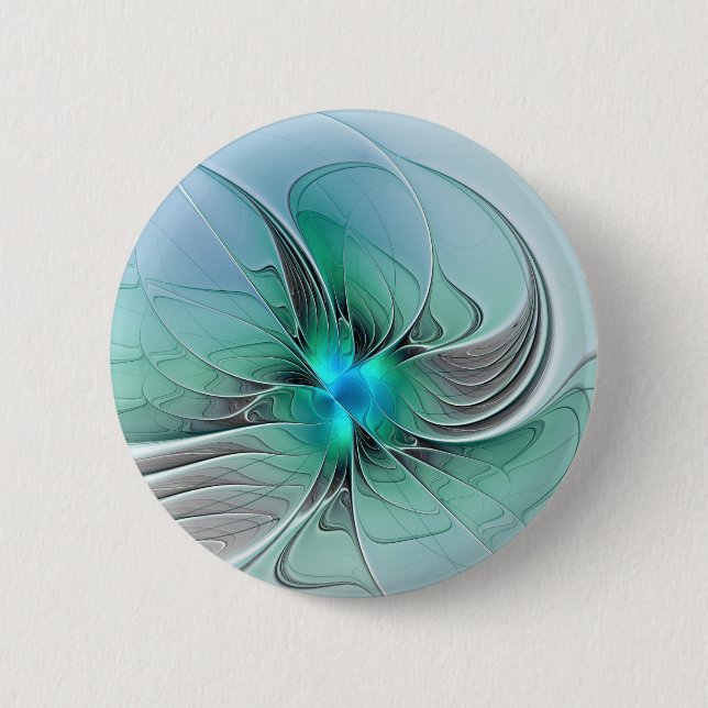 Abstract With Blue, Modern Fractal Art 6 Cm Round Badge (Front)