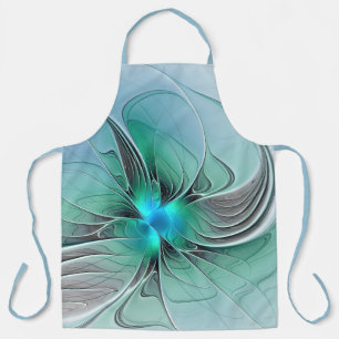 Abstract With Blue, Modern Fractal Art Apron