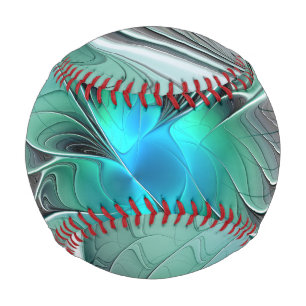 Abstract With Blue, Modern Fractal Art Baseball