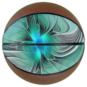 Abstract With Blue, Modern Fractal Art Basketball