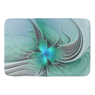 Abstract With Blue, Modern Fractal Art Bath Mat