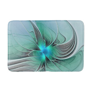 Abstract With Blue, Modern Fractal Art Bath Mat