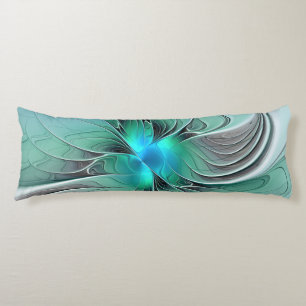 Abstract With Blue, Modern Fractal Art Body Cushion