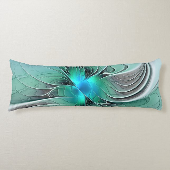 Abstract With Blue, Modern Fractal Art Body Cushion (Front)