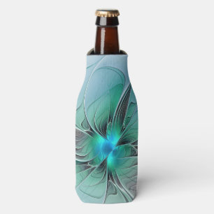Abstract With Blue, Modern Fractal Art Bottle Cooler
