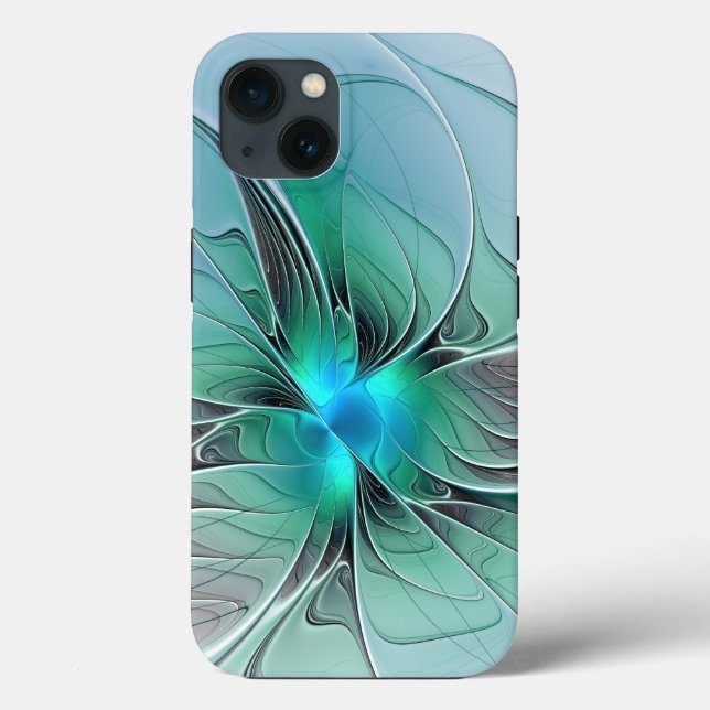 Abstract With Blue, Modern Fractal Art Case-Mate iPhone Case (Back)