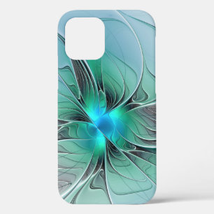 Abstract With Blue, Modern Fractal Art iPhone 12 Case