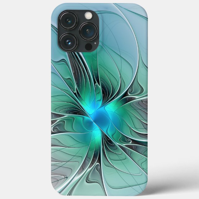 Abstract With Blue, Modern Fractal Art Case-Mate iPhone Case (Back)