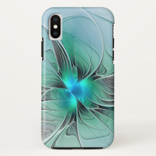 Abstract With Blue, Modern Fractal Art iPhone X Case