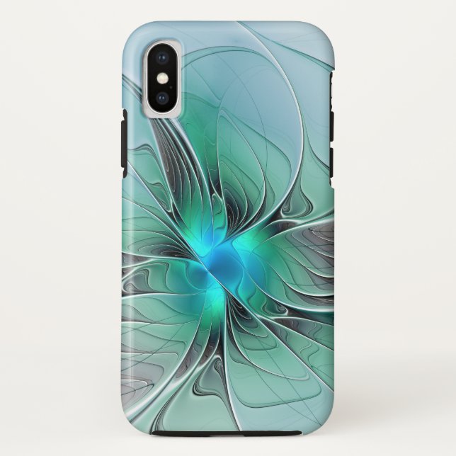 Abstract With Blue, Modern Fractal Art Case-Mate iPhone Case (Back)
