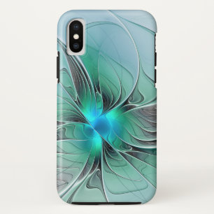 Abstract With Blue, Modern Fractal Art iPhone XS Case