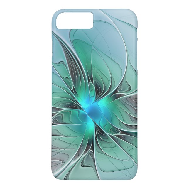 Abstract With Blue, Modern Fractal Art Case-Mate iPhone Case (Back)