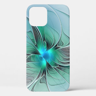 Abstract With Blue, Modern Fractal Art iPhone 12 Case