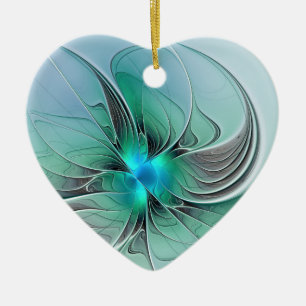 Abstract With Blue, Modern Fractal Art Ceramic Ornament