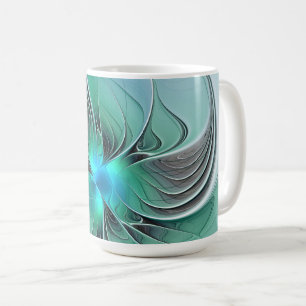 Abstract With Blue, Modern Fractal Art Coffee Mug