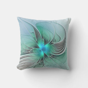 Abstract With Blue, Modern Fractal Art Cushion