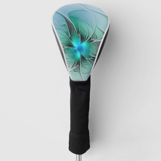 Abstract With Blue, Modern Fractal Art Golf Head Cover (Front)