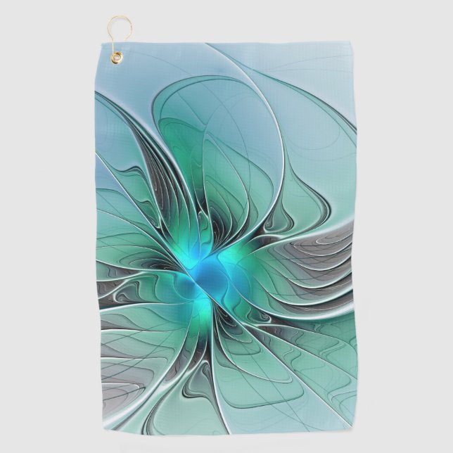 Abstract With Blue, Modern Fractal Art Golf Towel (Front)