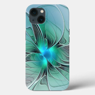 Abstract With Blue, Modern Fractal Art iPhone Case