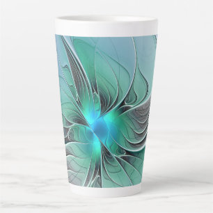 Abstract With Blue, Modern Fractal Art Latte Mug