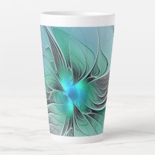 Abstract With Blue, Modern Fractal Art Latte Mug