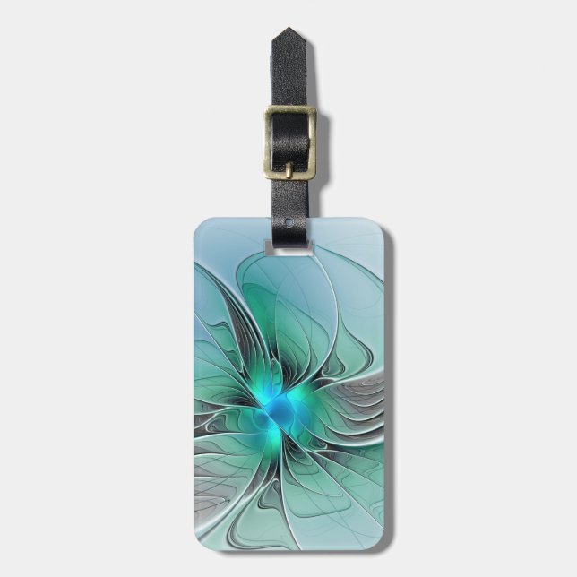 Abstract With Blue, Modern Fractal Art Luggage Tag (Front Vertical)